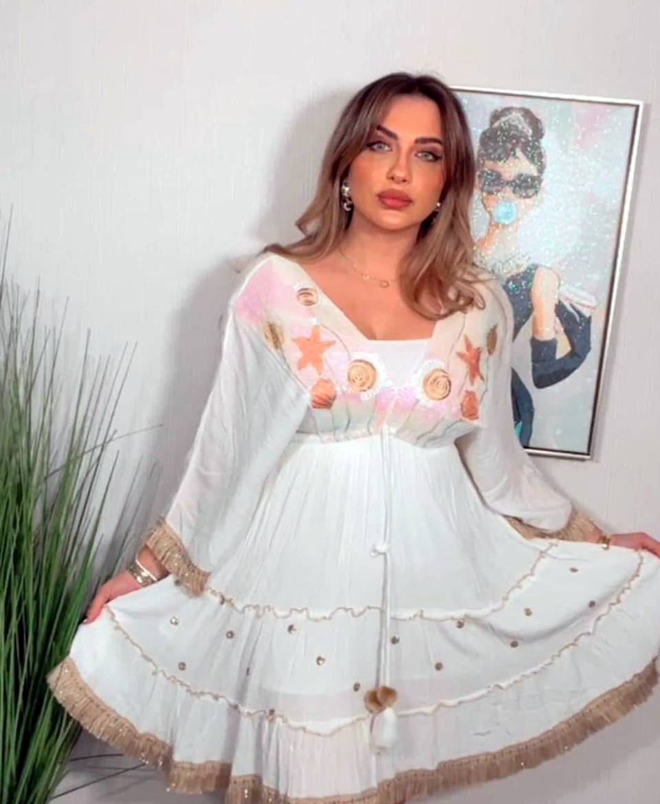 White Embroidered Boho Mini Dress