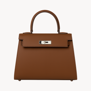 Brown Structured Faux Leather Shoulder Bag