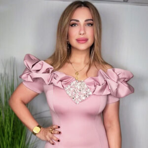 Pink Ruffle Evening Dress